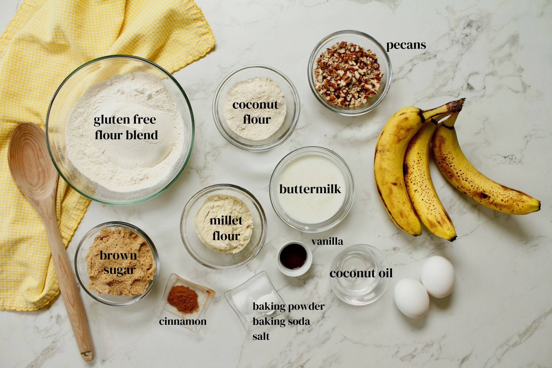 GF banana bread ingredients