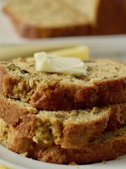 banana bread slices with butter