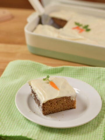 gluten free carrot cake slice on a plate