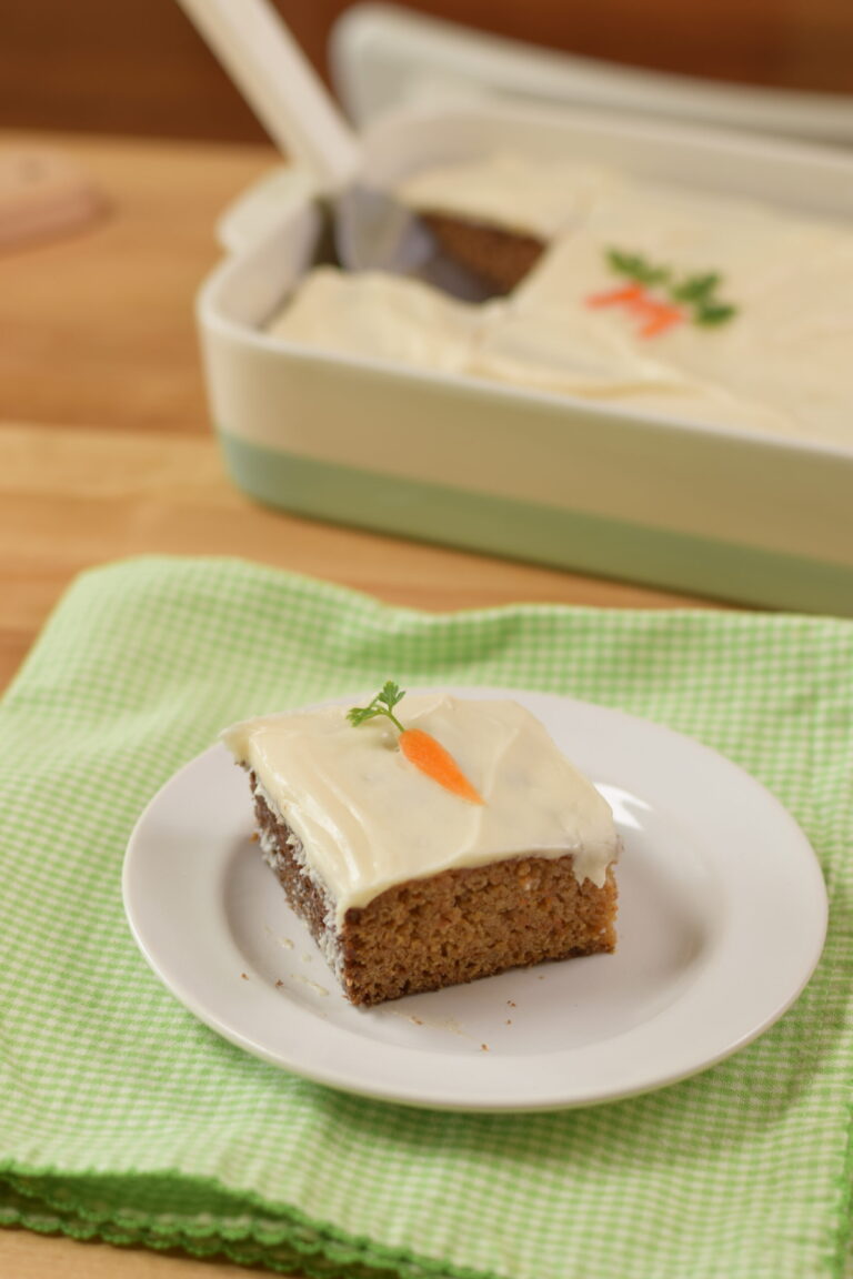 gluten free carrot cake slice on a plate