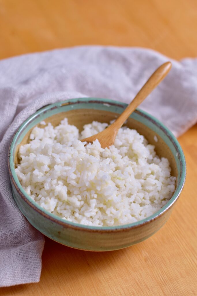 low carb half calorie rice in bowl
