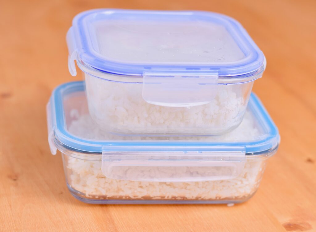 rice in glass containers