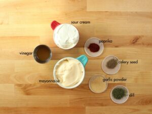 macaroni salad, dressing ingredients