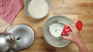 Step 2. Combine liquid ingredients in mixer.