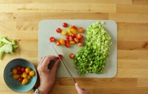 step 2. finely dice vegetables