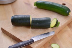 Step 3. Cut zucchini into chunks.