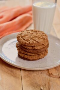 Gluten free gingersnaps stack with milk