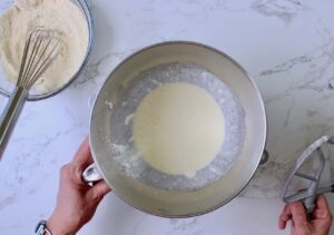 step 2. Blend liquid ingredients in a mixer.