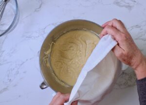 step 3. Add dry to wet ingredients, mix well.