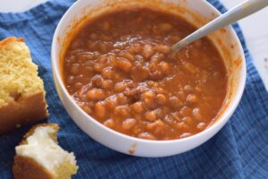 bean and bacon soup closeup
