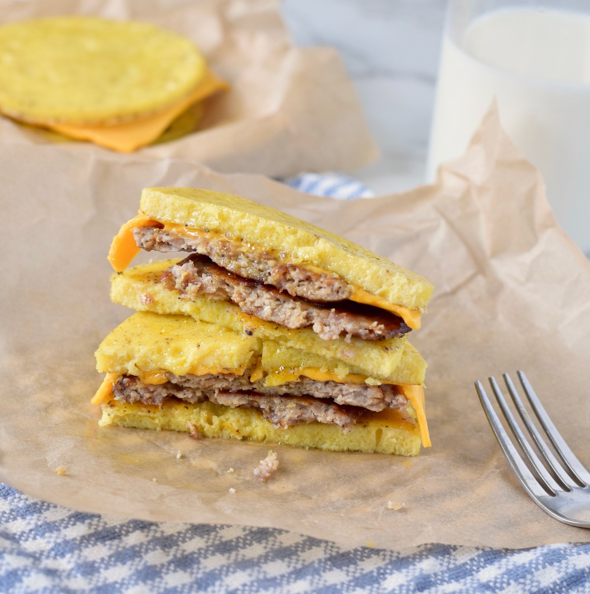 keto breakfast sandwich cut in half