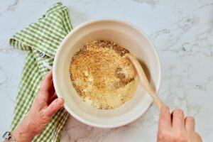 step 1. combine crumbs and seasonings