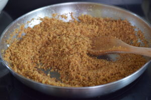 step 3 add crumbs, stir until toasted.