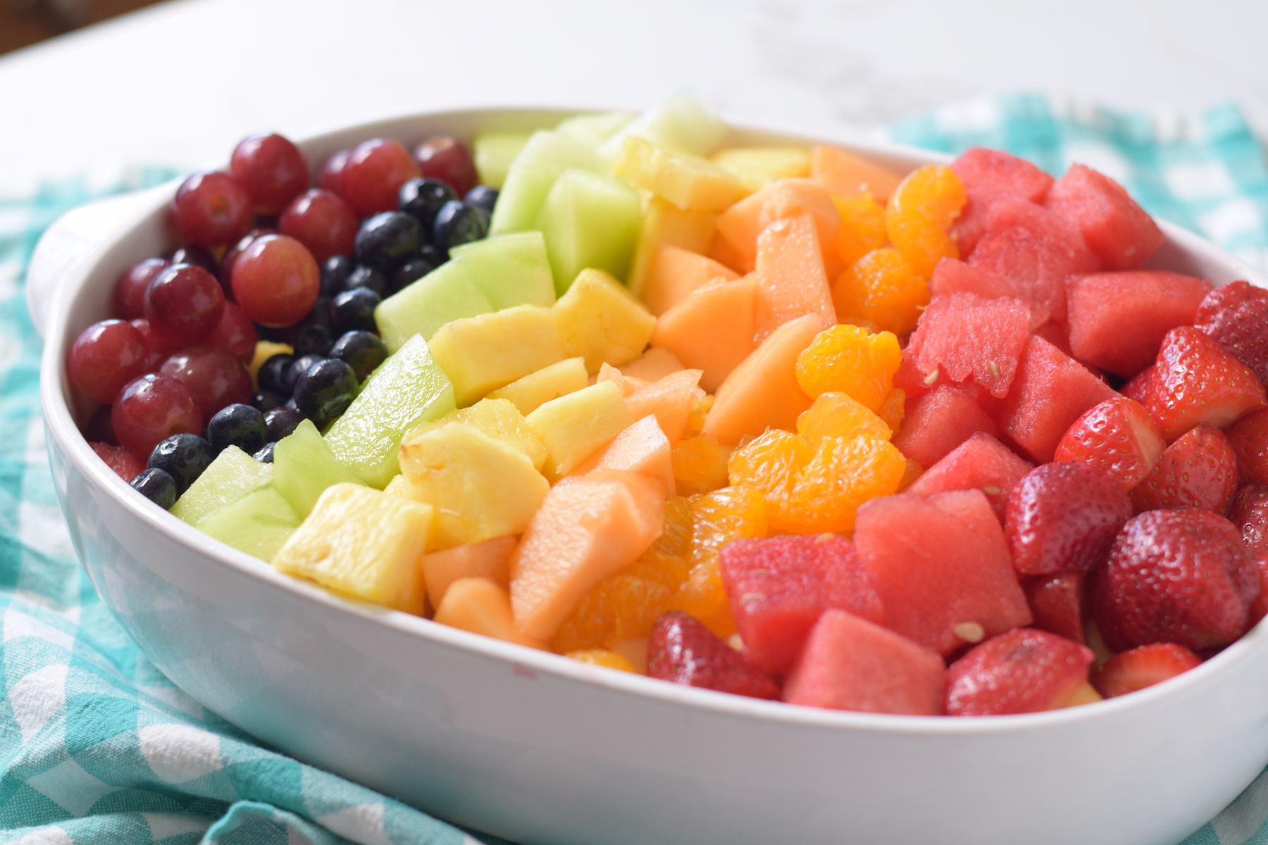 rainbow fruit salad bright light