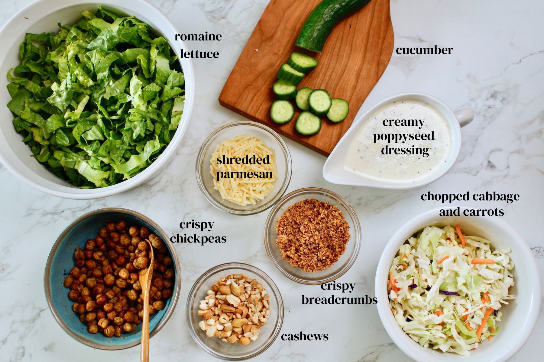 chopped salad with chickpeas and cucumber