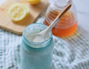 lemon poppyseed dressing in jar