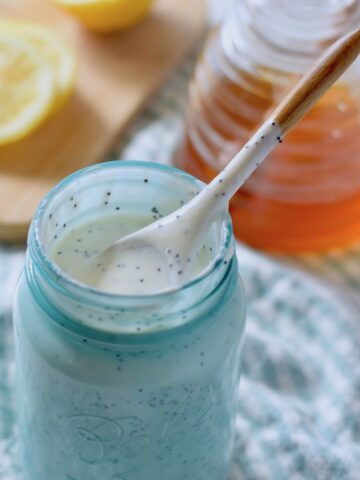 lemon poppyseed dressing in jar