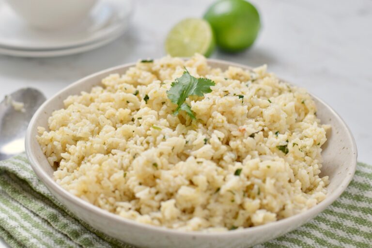 lime cilantro rice close up