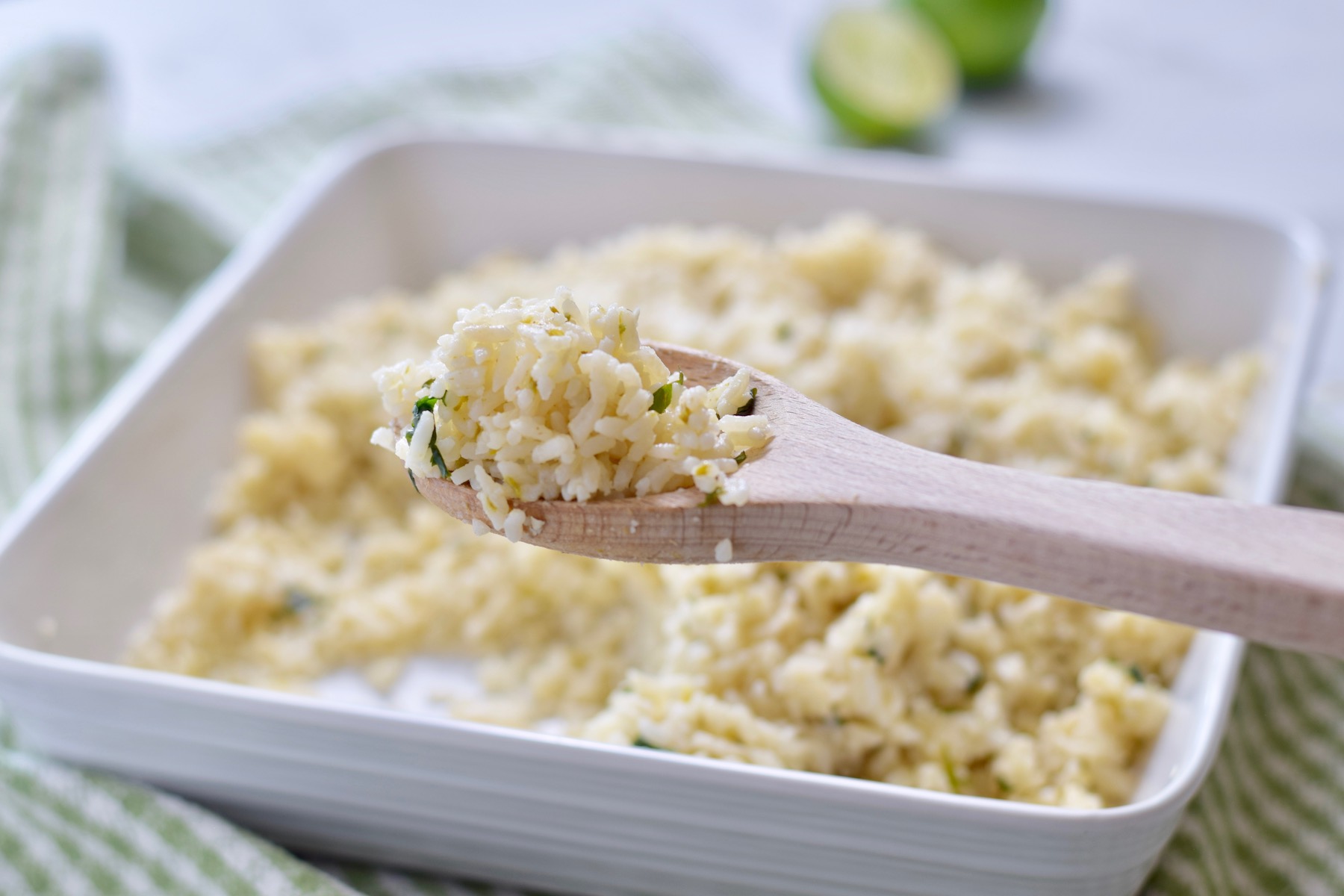 lime cilantro rice, square dish