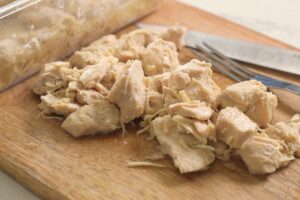 Instant pot chicken on cutting board