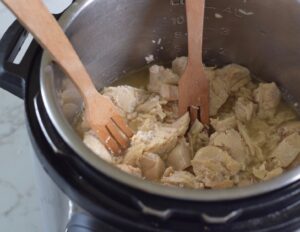 chicken breast in Instant pot, forks