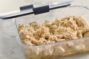chicken in meal prep container