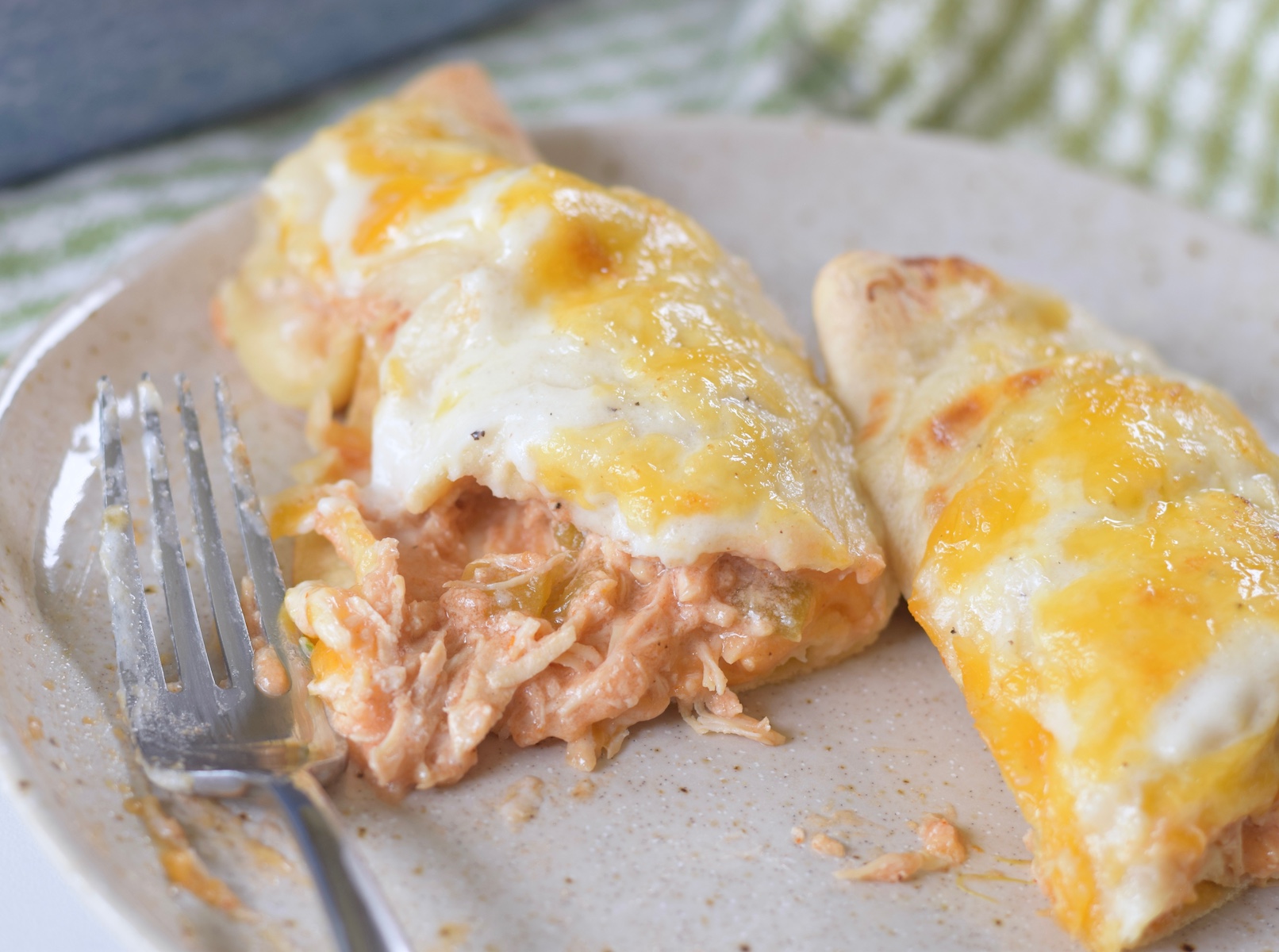 creamy chickien enchiladas, closeup