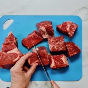 step 1. trim fat, cut into chunks