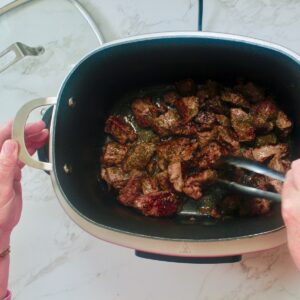 step 2. sear, add spices