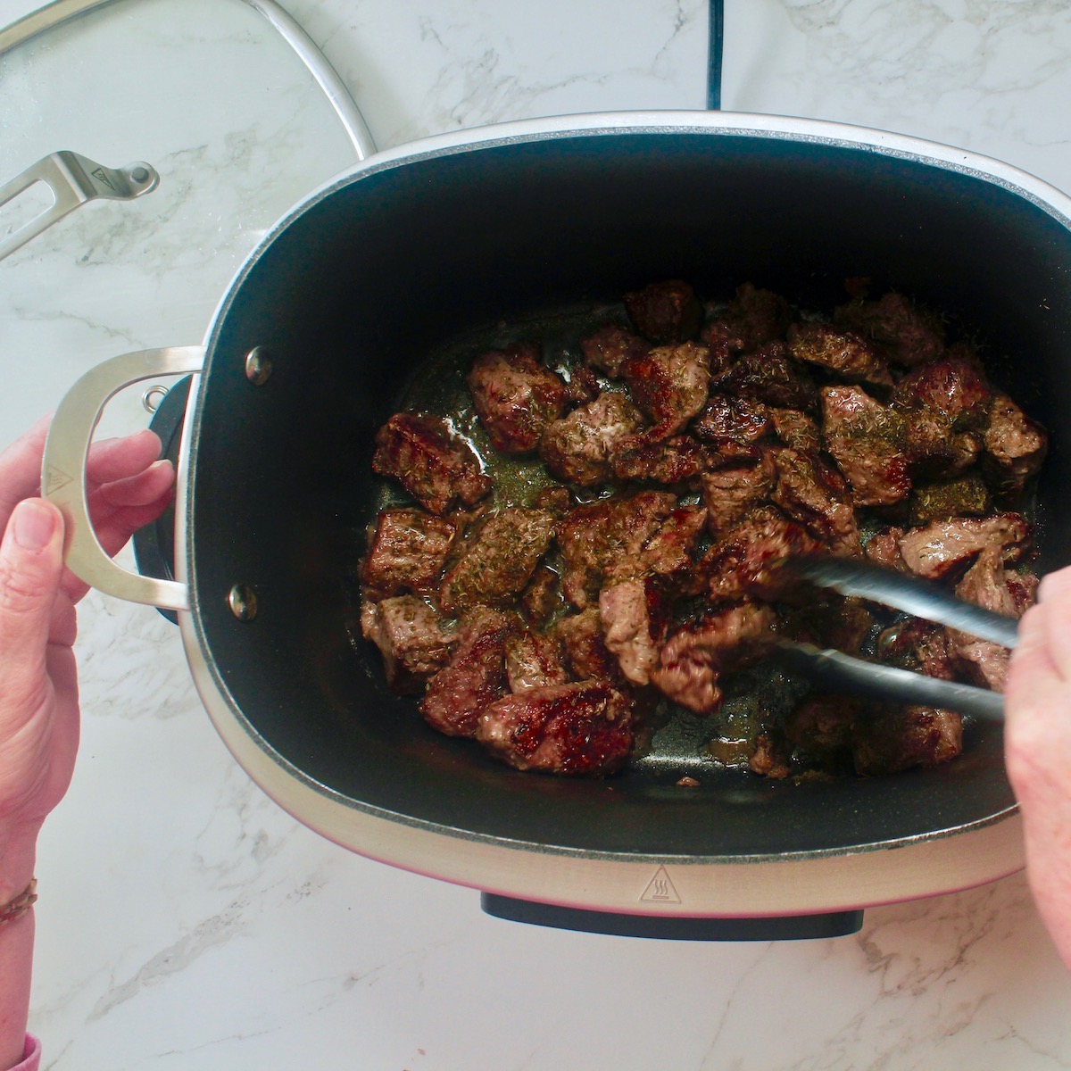 step 2. sear, add spices