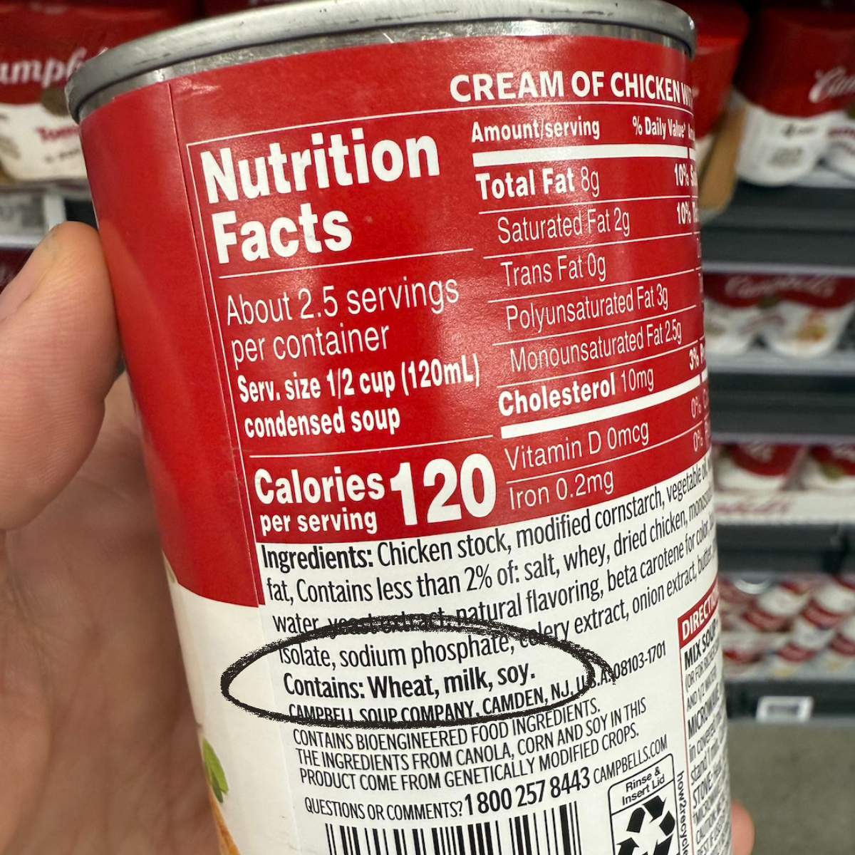 allergy info on soup label