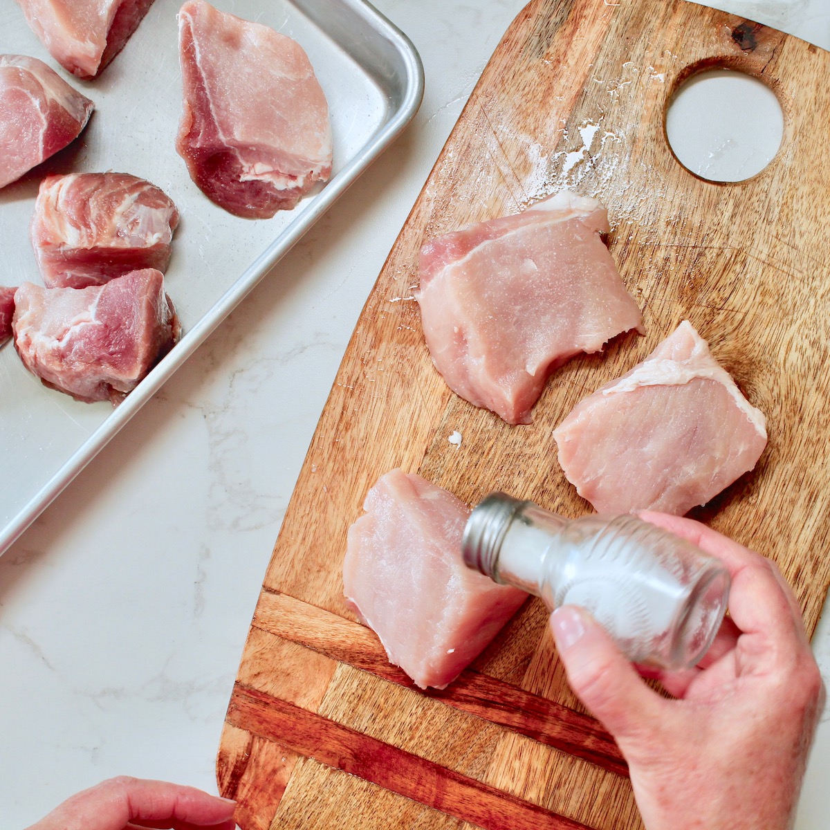 step 1. salt pork and chill