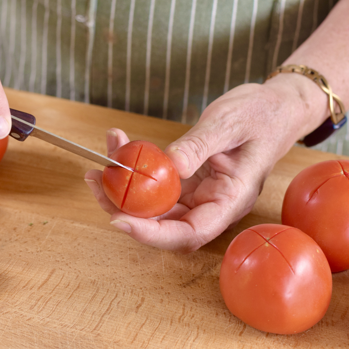 blanch step 1. cut X