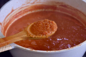 tomato puree on spoon