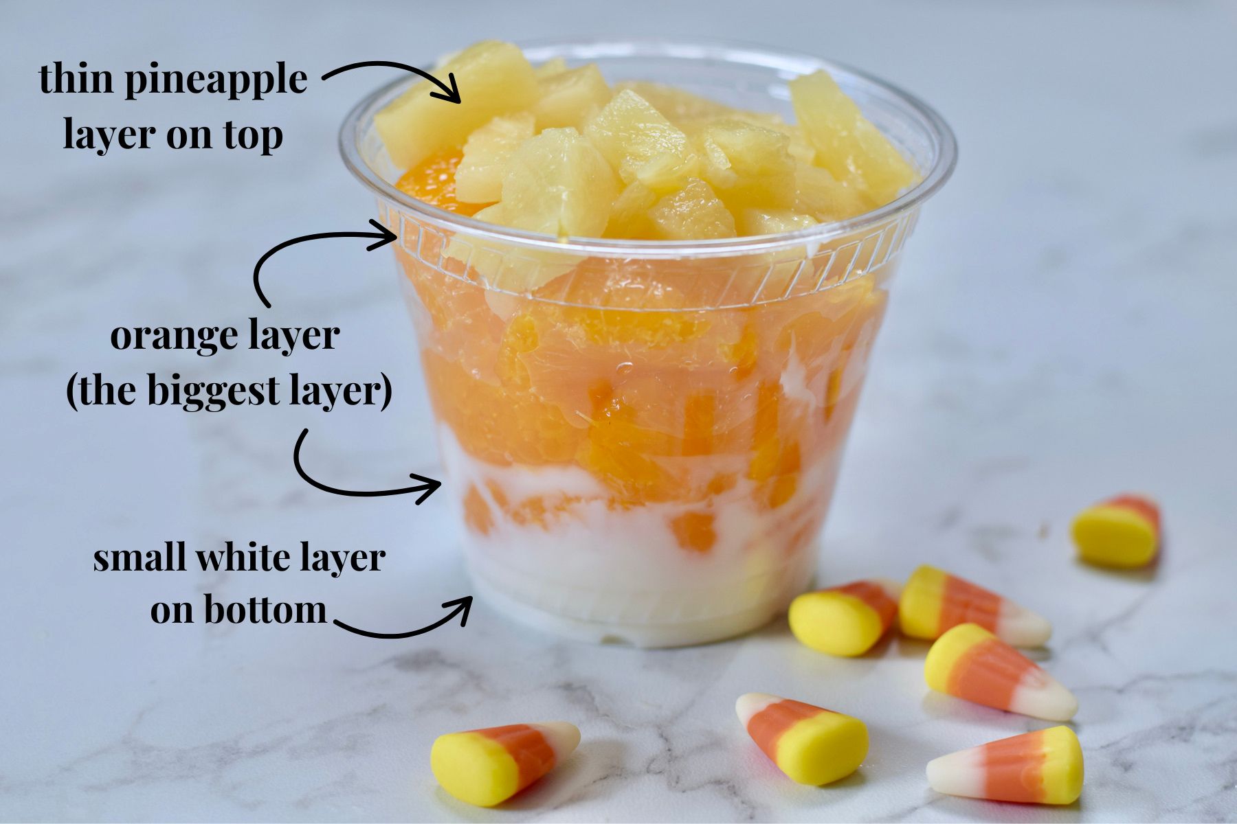 candy corn cups how to layer
