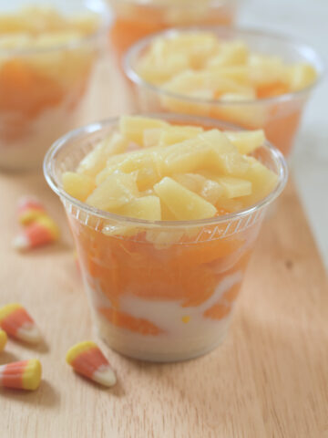 candy corn fruit cups, vert bright