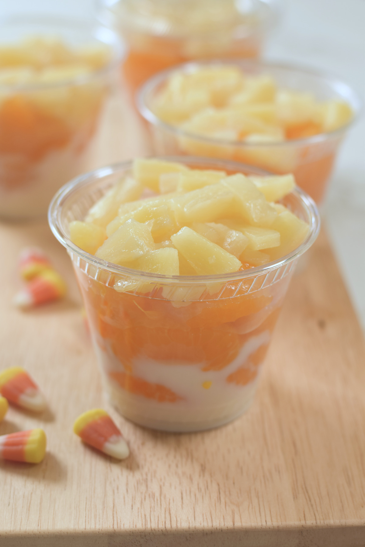 candy corn fruit cups, vert bright