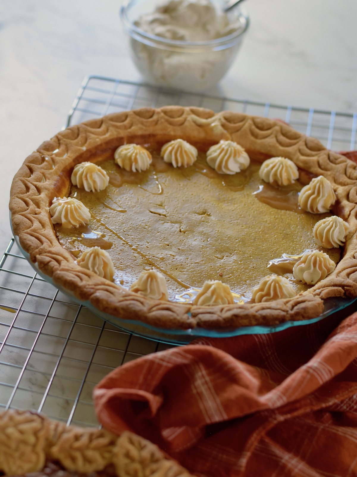 pumpkin pie long, whipped cream