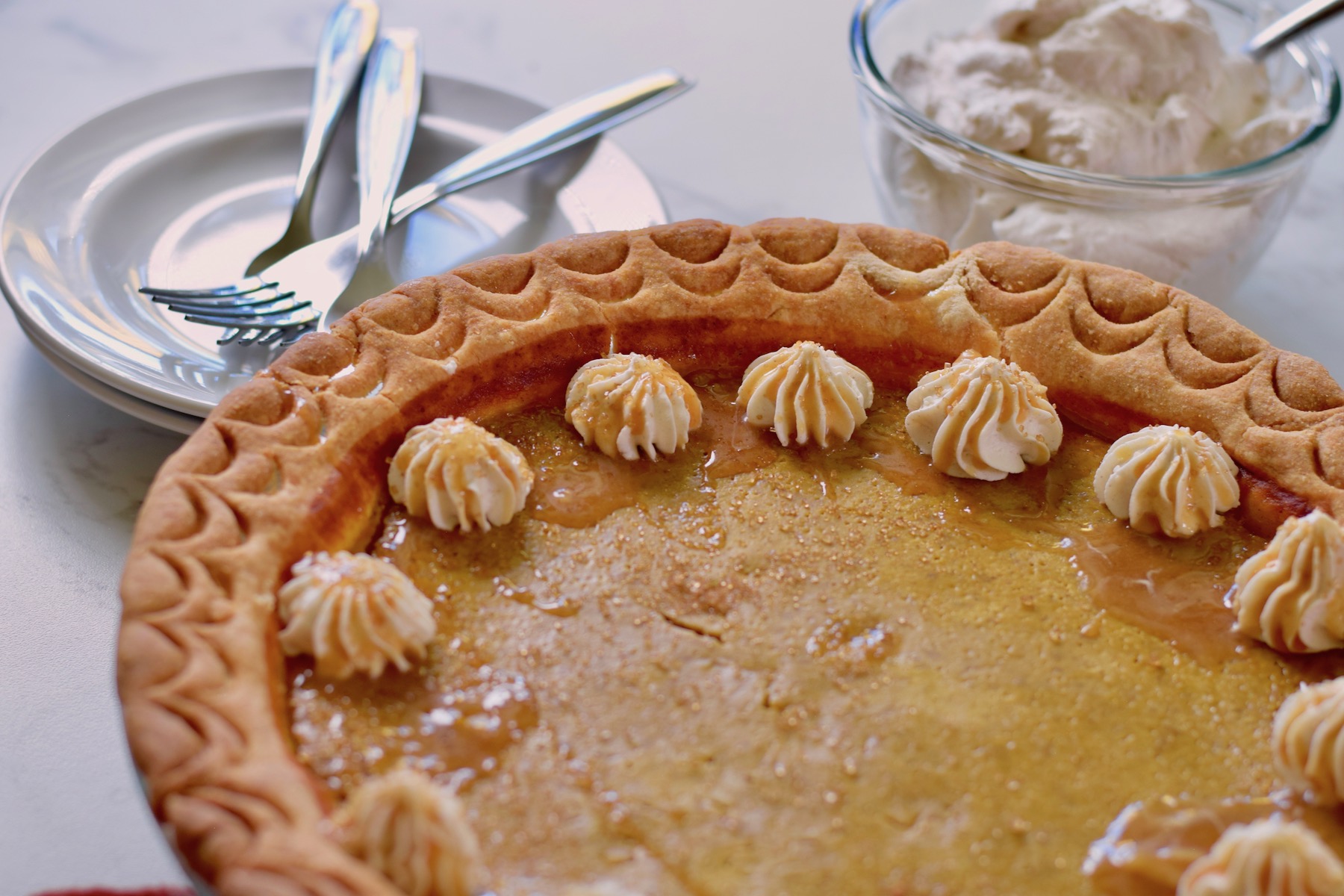 pumpkin pie whole, caramel