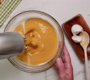 step 2. blend eggs, pumpkin, coconut cream, sugar
