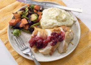 Thanksgiving meal, overhead