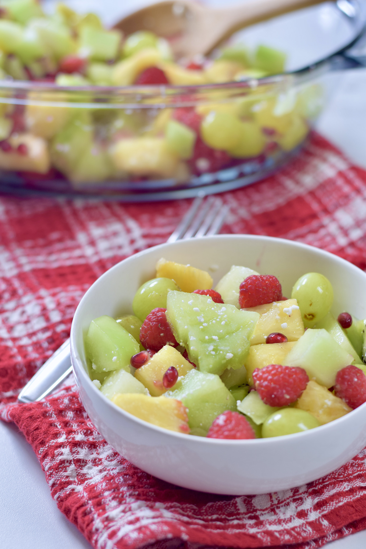 Chrismas fruit salad, vertical