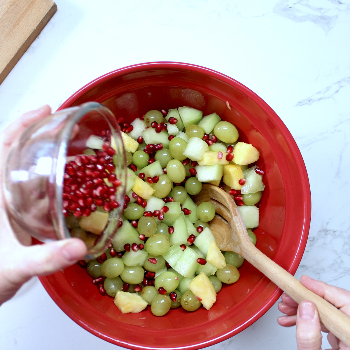 step 1. add fruit to bowl
