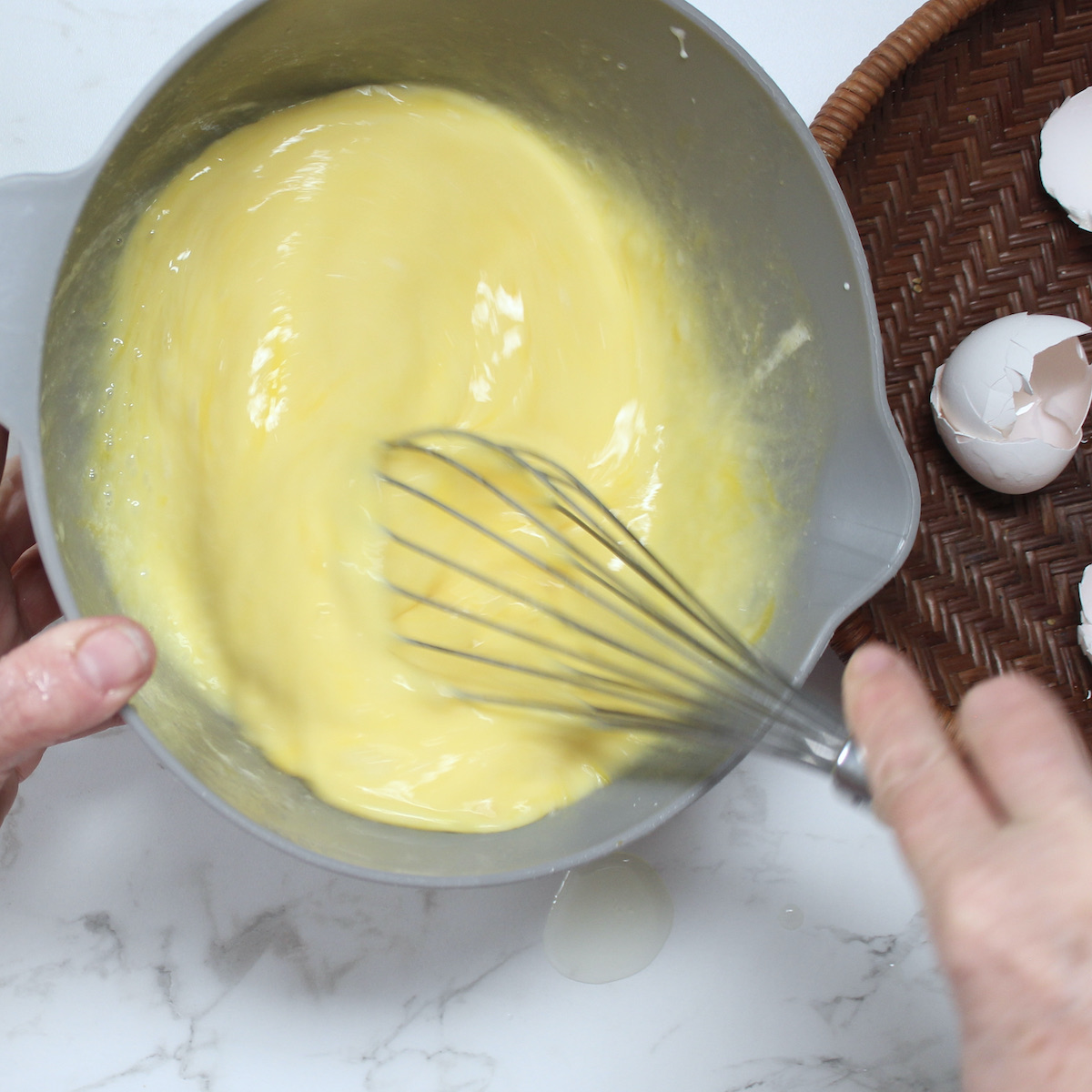 step 1. beat eggs and cream