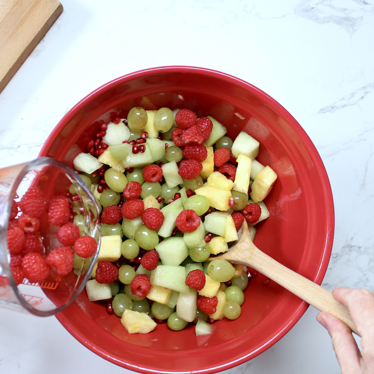 step 2. add raspberries gently