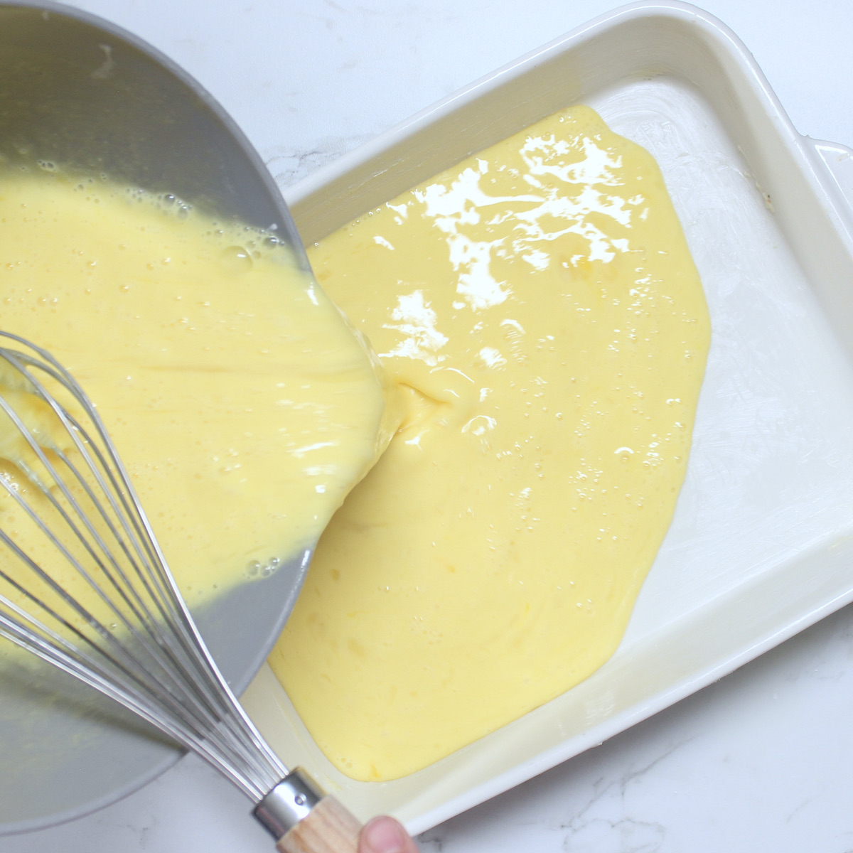 step 2. pour into dish