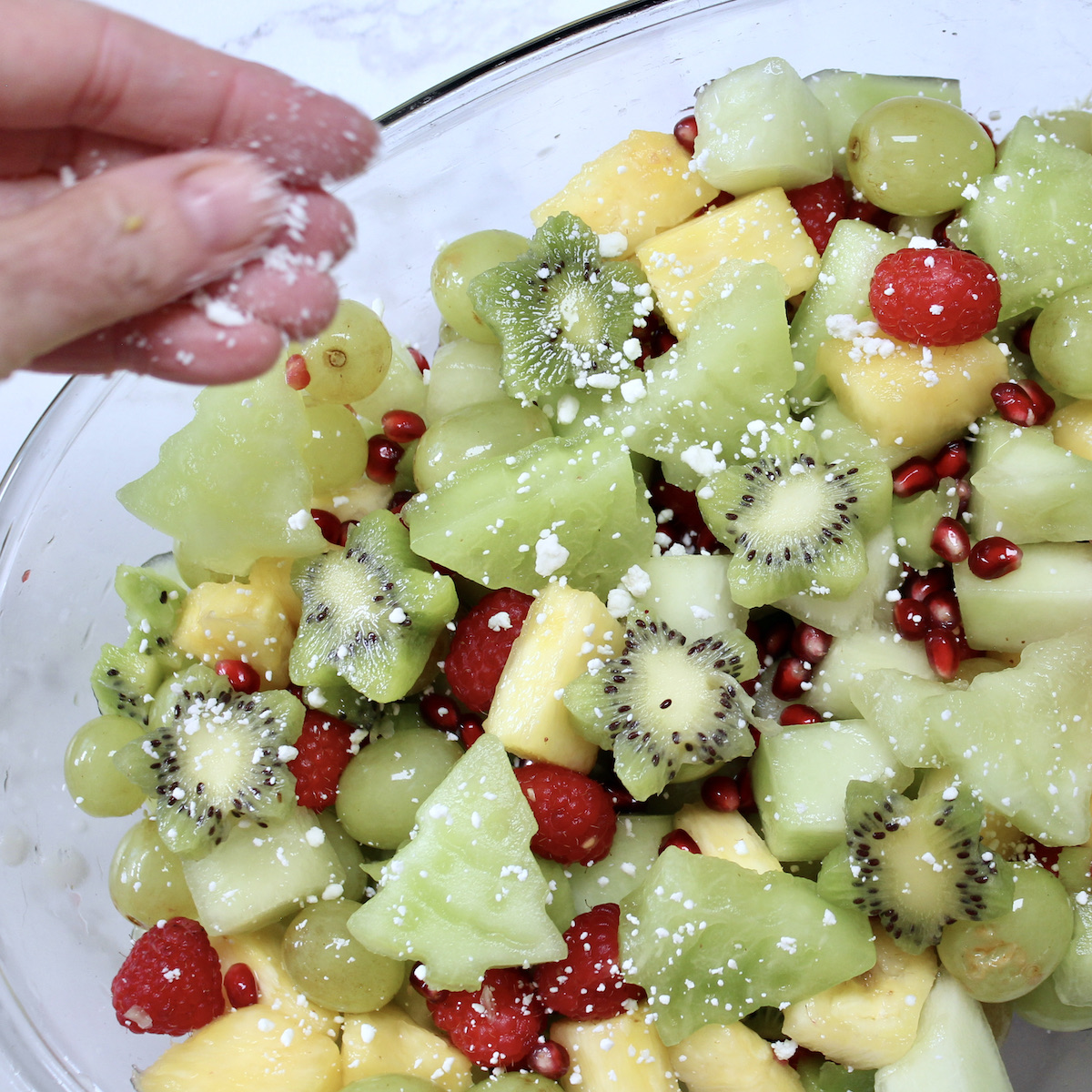 step 4. add fine sprinkle of goat cheese