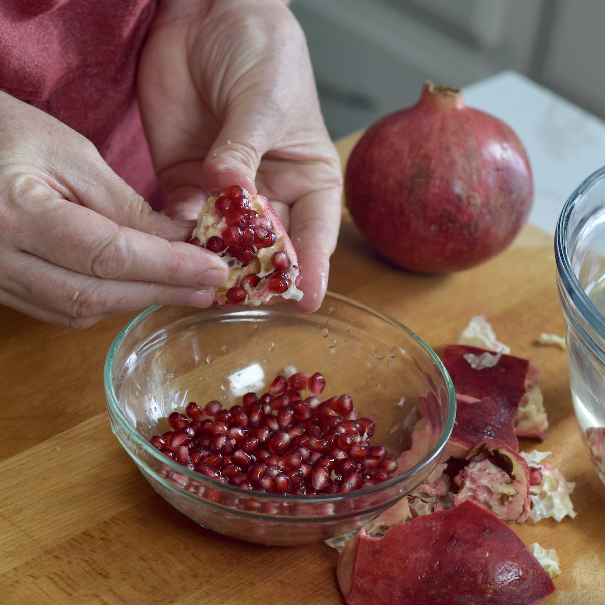 step 4. pop seeds out into bowl
