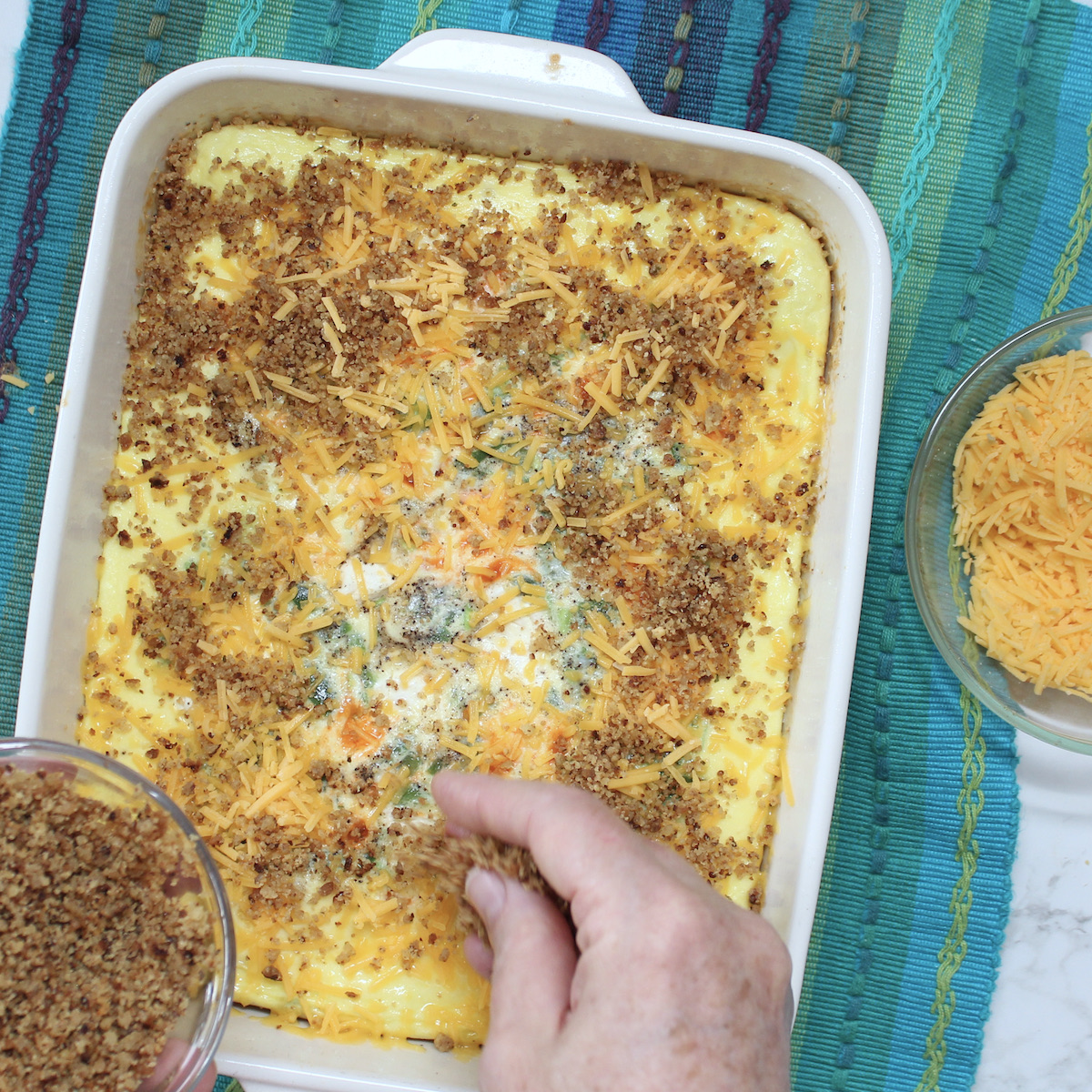 step 6 add cheese and crumbs