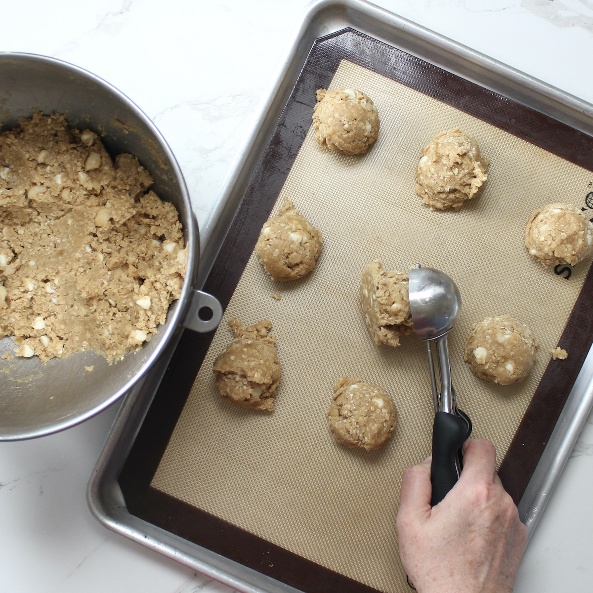 step 6. scoop on cookie sheet